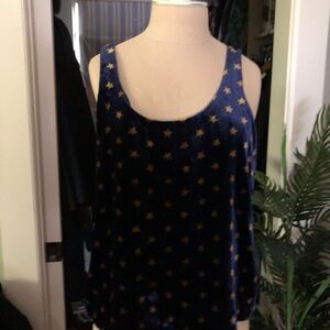 J Crew Velvet Camisole Top Blue and Gold Stars So Pretty Size 8 Petite NEW